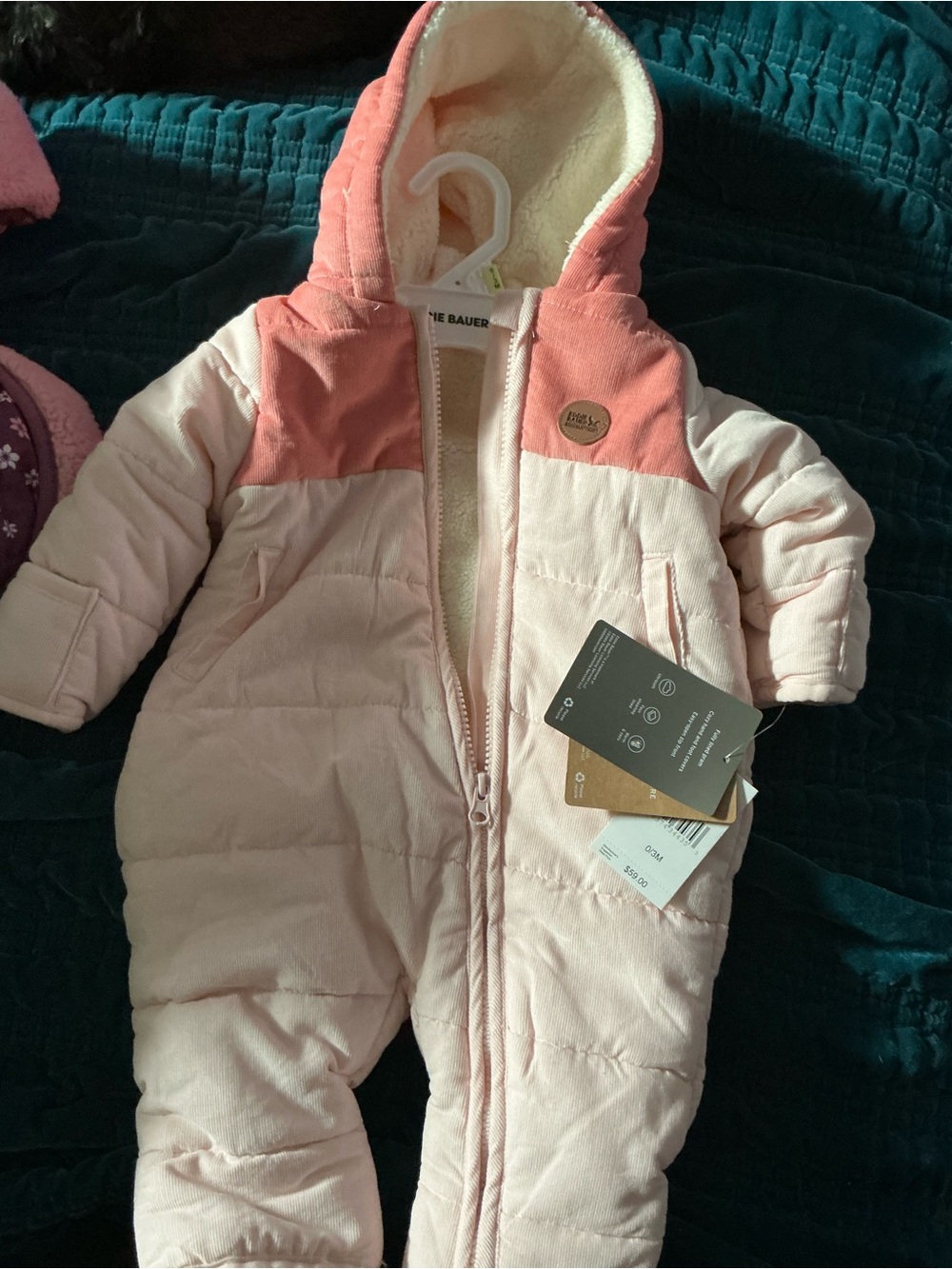 Carter's Light and Dusty Pink Infant Puffer Snowsuit